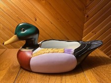 Rare Find -Vintage 1986 Mallard Duck 11.5" Planter / Hand Painted