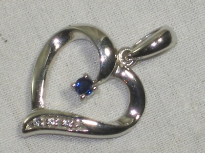 gebrauchter Vintage TML .925 Sterling Silber CZ Herz Anhänger Schmuck Charm  