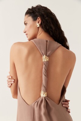 knee length dresses for ladies Intrigue Twist Back Midi Dress | Chocolate Brown