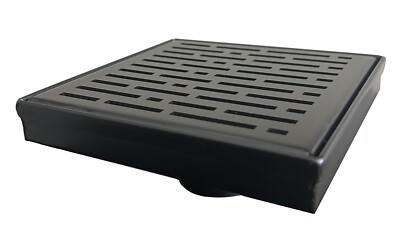 SereneDrains 304 SS 6 Inch Square Matte Black Shower Drain Kit Floor Broken Lane