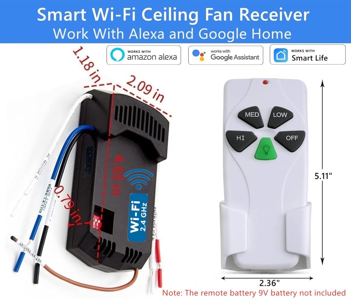 Used Smart Wi-Fi Ceiling Fan Remote Control for Harbor Breeze