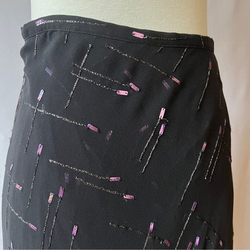 VANESSA BRUNO 100% SILK MIDI SKIRT ARTSY MIXED METALS ROMANTIC WHIMSYGOTH WITCHY - Picture 5 of 10