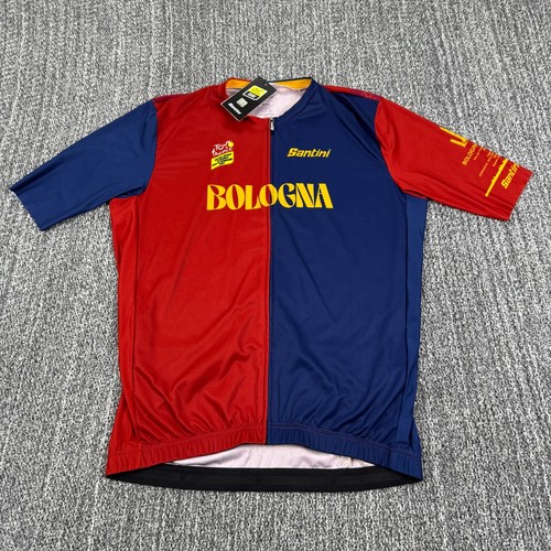 Santini Tour De France Bologna Cycling Jersey Men XXXL Red Blue Short Sleeve NWT