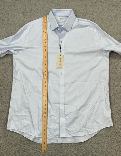 NEW Ledbury Shirtmakers Shirt Men's 18.5 Blue Long Sleeve Button Up Dress Work - Picture 5 of 10
