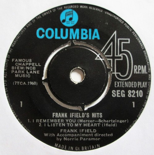 Frank Ifield – EP - Frank Ifield's Hits - Columbia - SEG 8210 - P/S - EX/VG - Picture 3 of 3