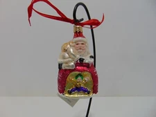 Christopher Radko Special Delivery Santa Over The Fireplace Glass Ornament Tag