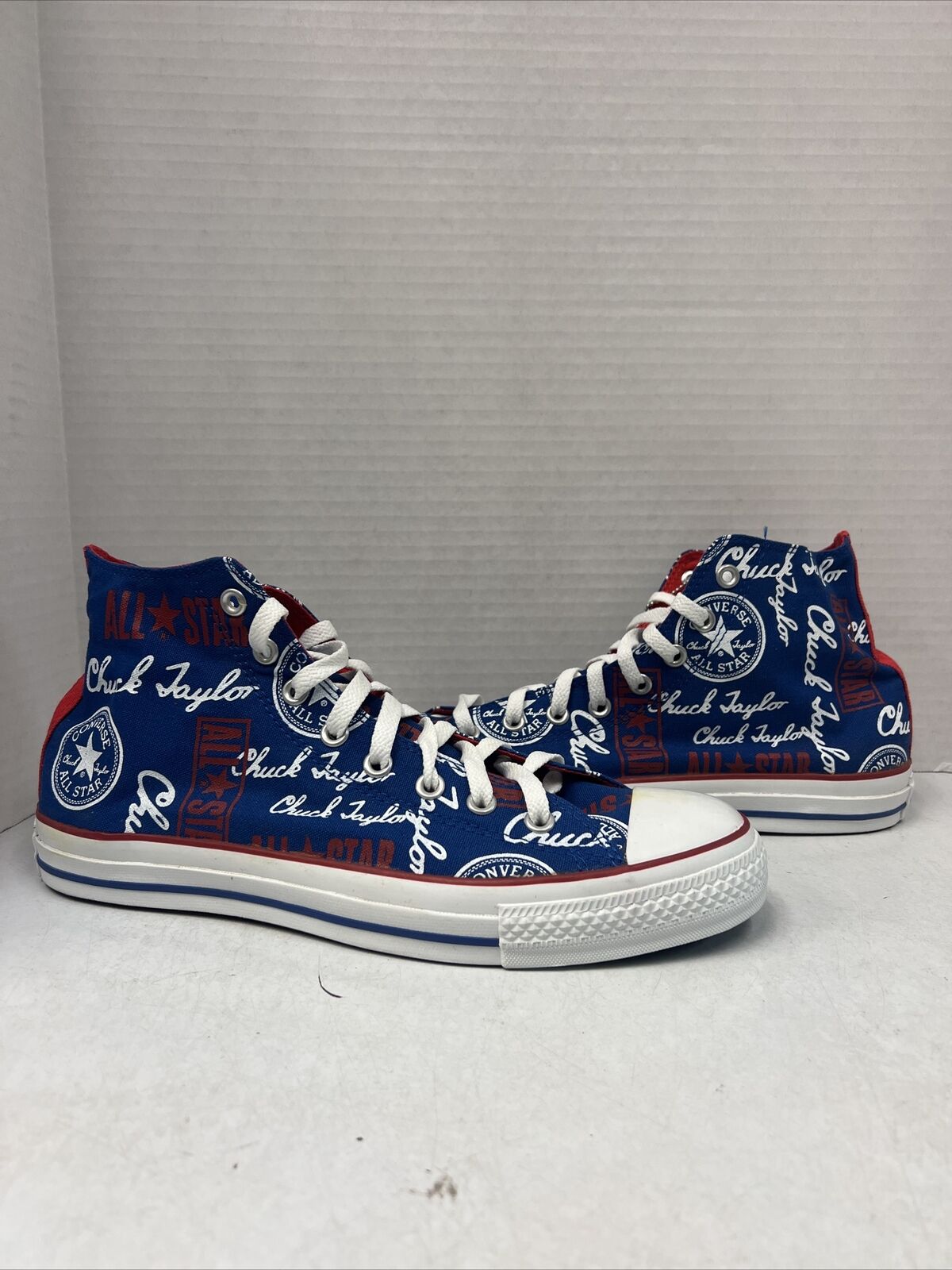 Converse Chuck Taylor All Star Blue Red Writing Size 11 Brand New 1Q504 |  eBay