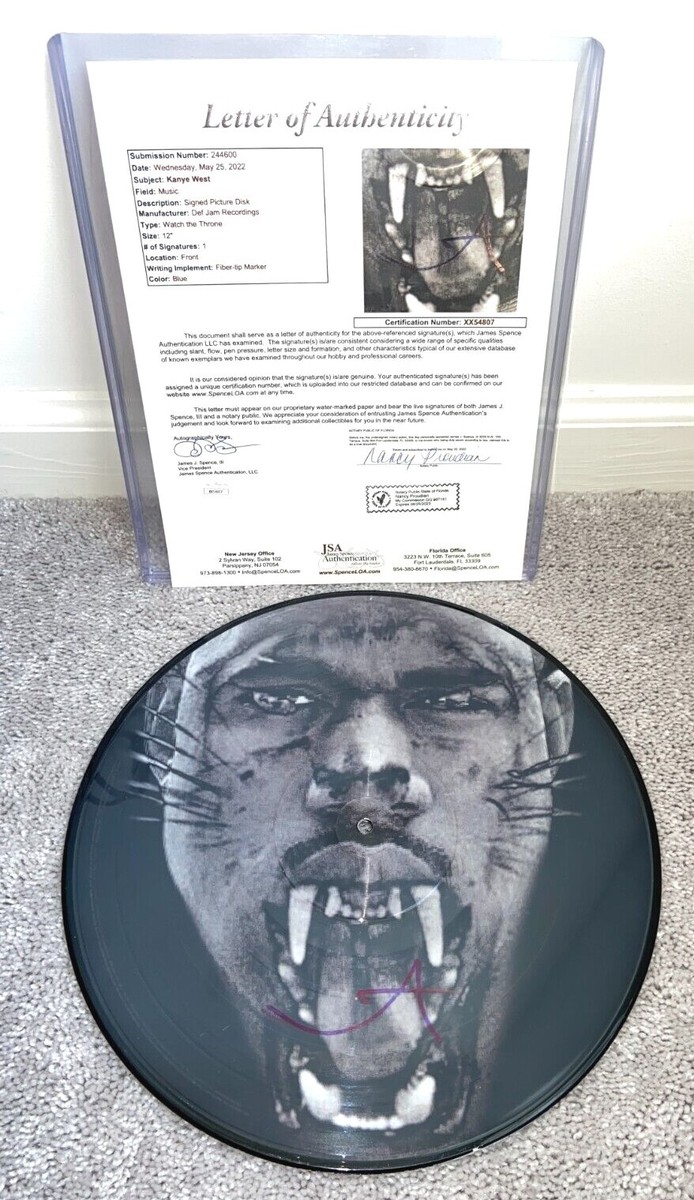 KANYE WEST SIGNED OFFICIAL WATCH THE THRONE PICTURE DISC VINYL WTT