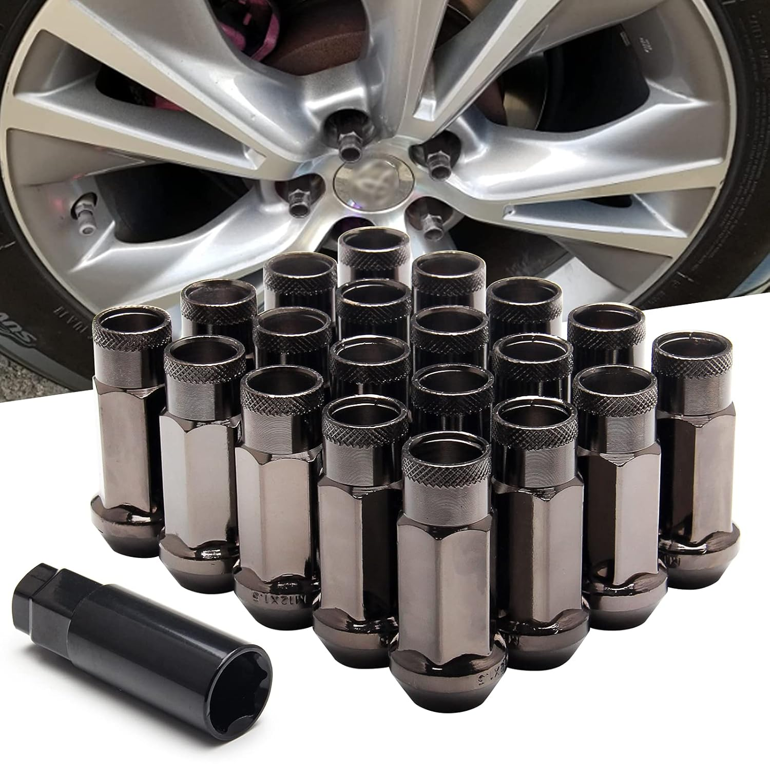 20 PCS Titanium Cold Forged Steel 12mm*1.5 Lug Nuts Extended Tuner Wheel Steel ✅