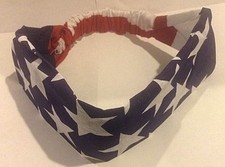 USA Patriotic Headband Or Bandana Red White Blue Stretch Back NIP NEW