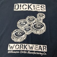 Dickies Workwear Shirt XL Navy Blue Gears Short Sleeve Tools Faded Work Mechanic