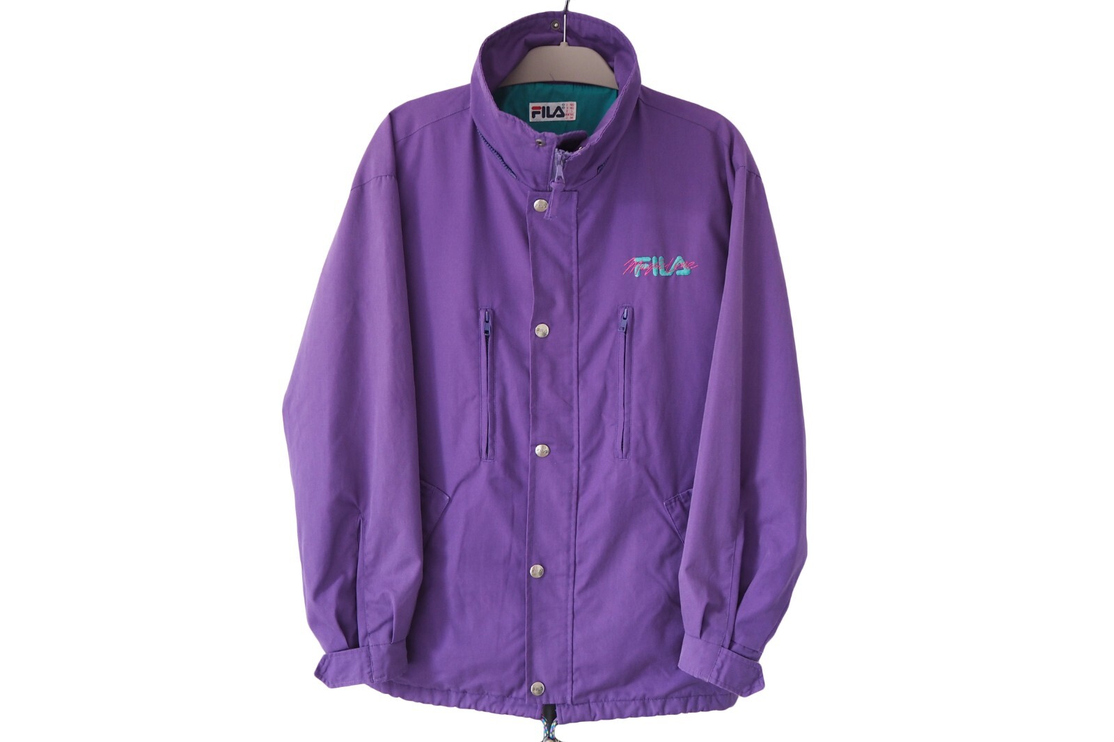 Giacca vintage FILA Magic Line cerniera intera taglia M viola chiaro usura sci frangivento