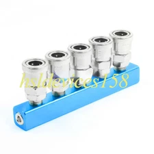1PC 1/4"PT Female Thread Inlet Port 5 Way Pass Air Hose Pipe Quick Coupler