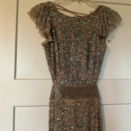 New MAC DUGGAL Embellished Cut Out Lace Up Cap Sleeve Gown 2 - Picture 8 of 10