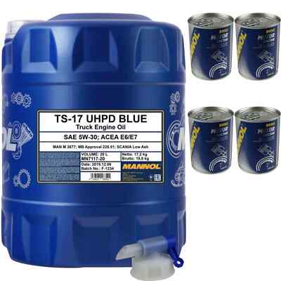 20L MANNOL TS-17 UHPD Blue 5W-30 Leichtlauf-Motoröl ACEA E6/E7 inkl. Additiv