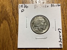 1936 D Buffalo Nickel 5 Cent US Coin from Denver Mint 083024 07t