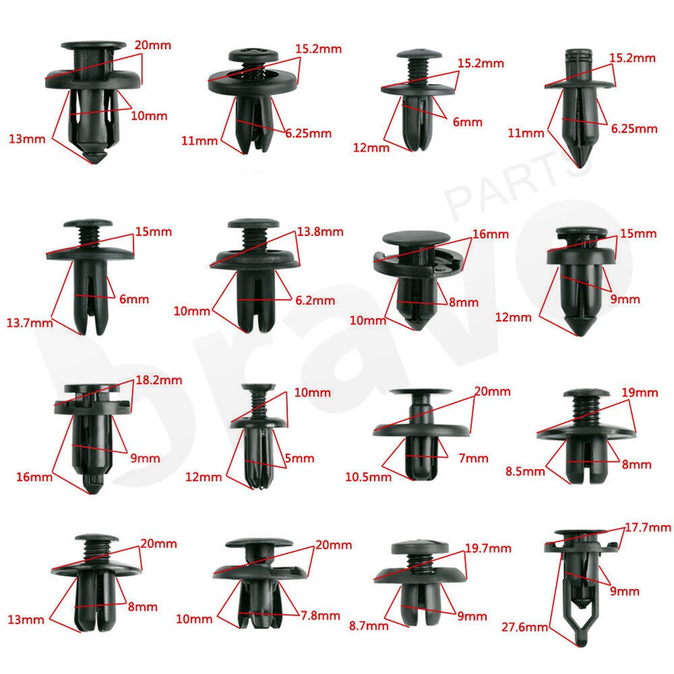 200Pcs Universal Car Body Push Pin Rivet Trim Panel Fastener Clip Mould ...