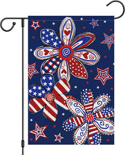 4Th of July Patriotic Garden Flag 12X18 Inch Double Sided Burlap, Memorial Day S