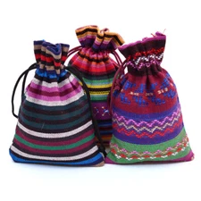 10 X Candy Pouches Boho Style Drawstring Bags Organizer Jewelry Bag Party Crafts