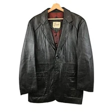 Vintage Bermans Leather Full Zip Jacket Size 46 Black