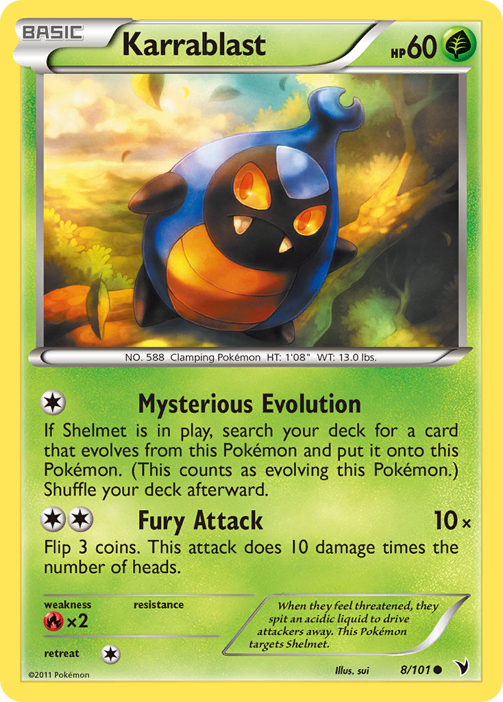 Karrablast 8/101 Common Noble Victories Pokemon Card NM