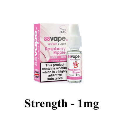 88 Vape E Liquid - 20 x 10ml - 50/50 - 1MG ONLY - 4 Flavours To Choose From 