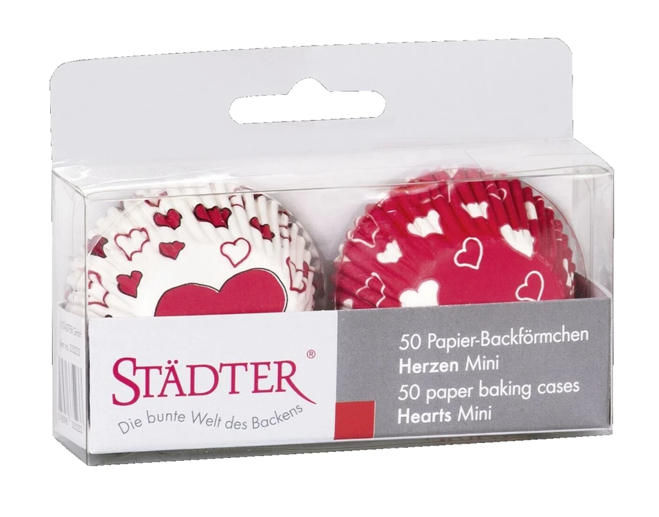 Muffin Cupcake Backförmchen Förmchen Herz Mini 50 Stück aus Papier Städter - Bild 4 von 4