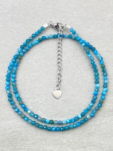 Genuine Neon Apatite Faceted Round Gemstone Beads Handmade Choker Necklaces 18'' - Picture 18 of 21