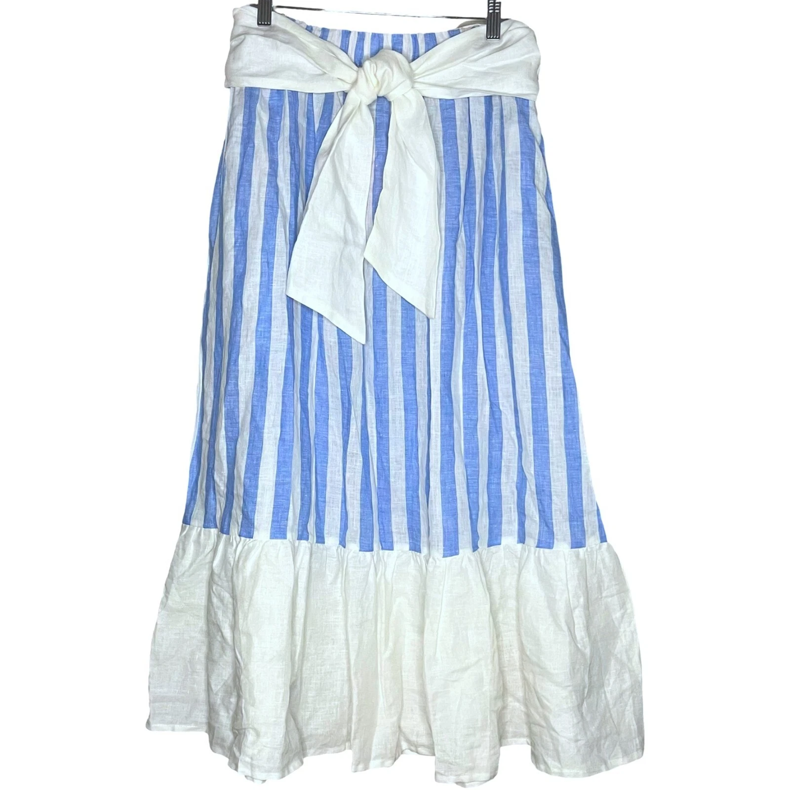 Clorinda Antinori Women Skirt Medium Linen Blue White Midi Pocket Italian Resort
Opens in a new wind