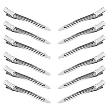 12PCS Duck Billed Clips, 3.54 Inches Rustproof Metal Alligator Curl Clips wit...