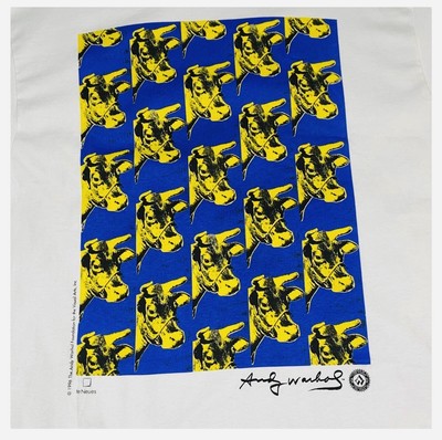 Vintage 90s Andy Warhol Dead Stock Sealed Cow Print Art T-Shirt Sz  