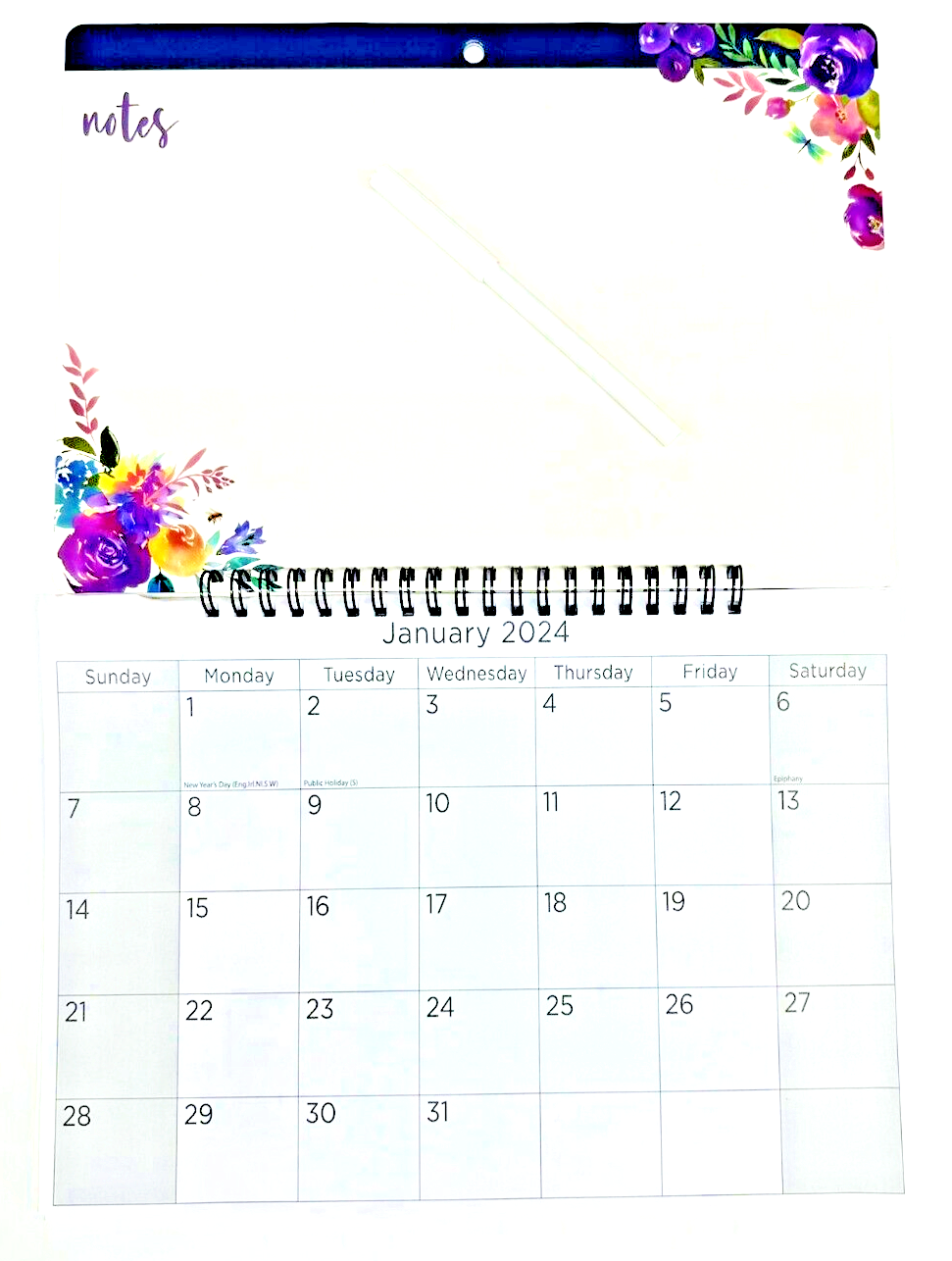 2024 Wall Calendar Slim Calender, A4 Large Month to View Planner, Easy