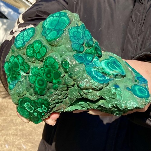 4.6LB Natural Glossy Malachite Cat Eye Transparent Cluster Rough Mineral Sampl - 第 2/12 張圖片