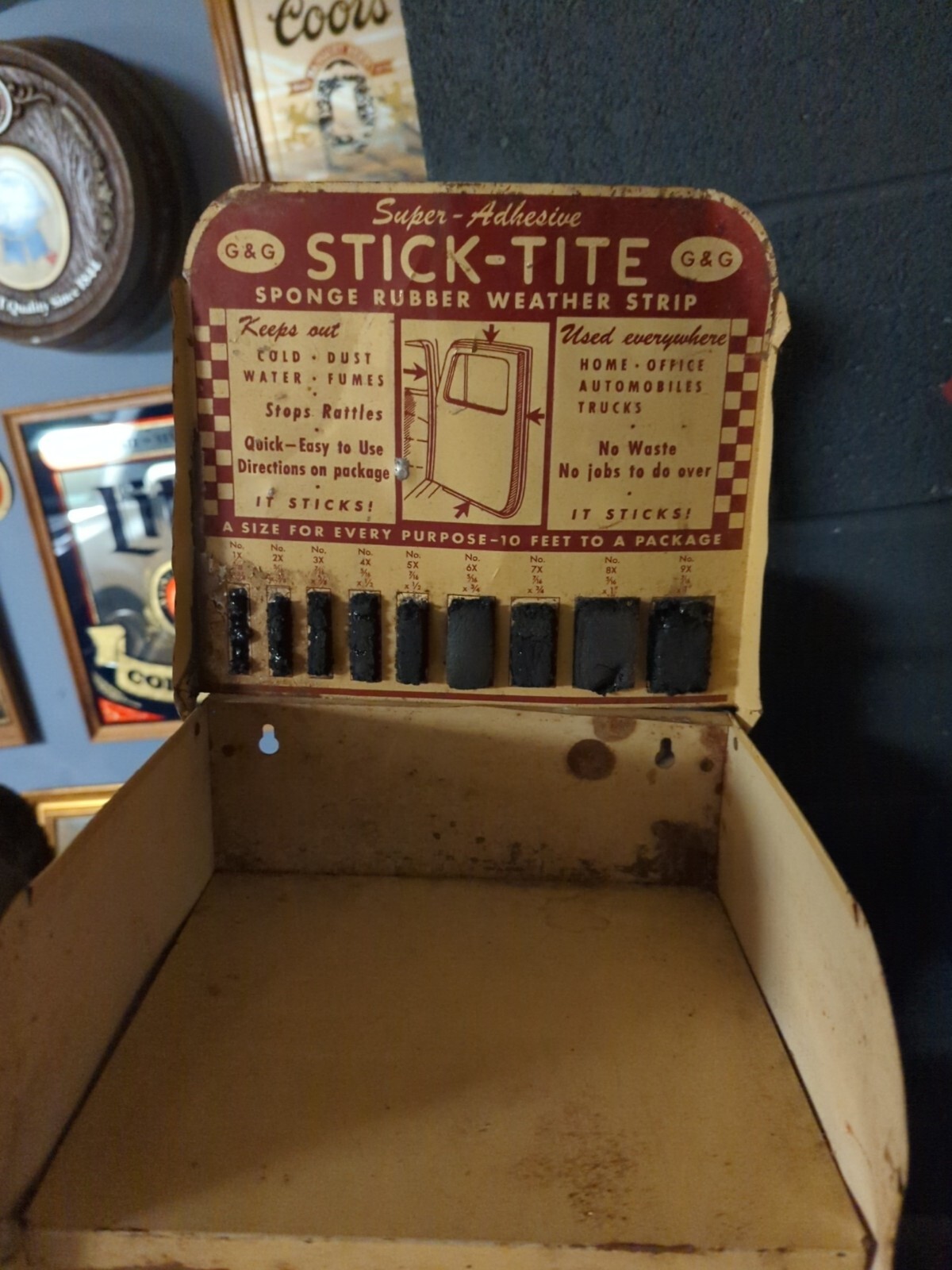Vintage Tin Tacker Automotive Store Display Adv StickTite G&G Products