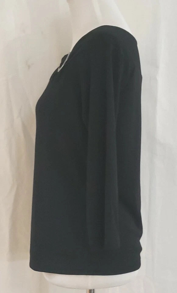 Nine & Company Women Black Boat Neck 3/4 Sleeve Top Size Medium — 第 4/4 张图片