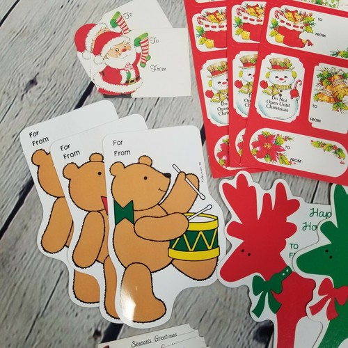 VTG Old Christmas Gift Tags, Stickers & Gift Tying Ribbon Lot - Some from 80s - Picture 9 of 12