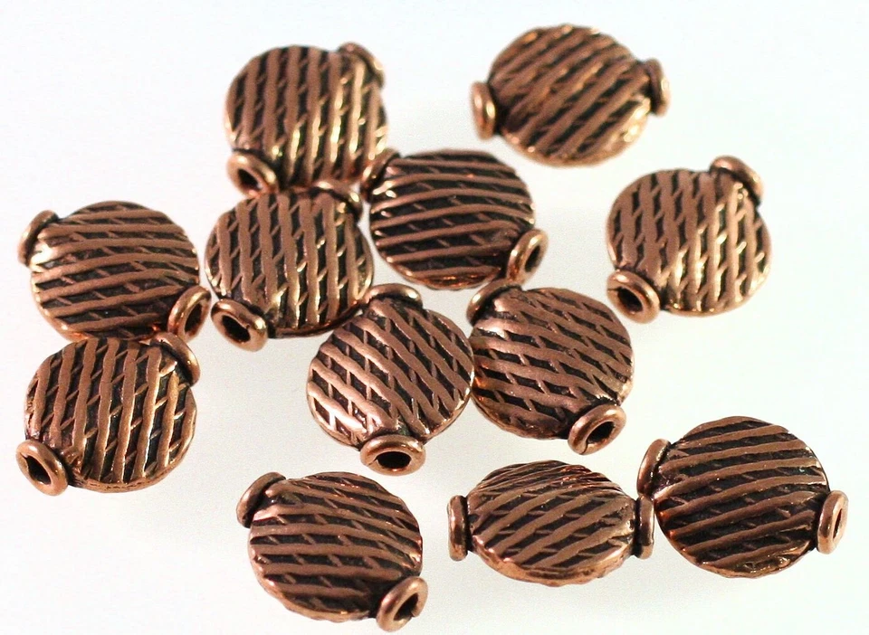 12 cuentas de monedas de cobre envejecido con textura de doble cara de 10x12 mm con agujero de 1,3-1,7 mm* Foto 4 de 4