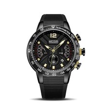 Megir Mens Homage Quartz Analogue Watch Black Gold Red Smart Watches UK