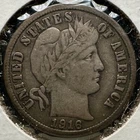 1916 (P) Barber Dime - Full Bold LIBERTY - Very Fine - Free Shipping!