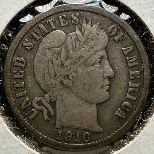 1916 (P) Barber Dime - Full Bold LIBERTY - Very Fine - Free Shipping!