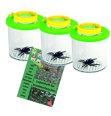 EDU-TOYS 3 Stück 2fach 3,5fach vergrößernde Becherlupe Lupendose mit Lupenheft