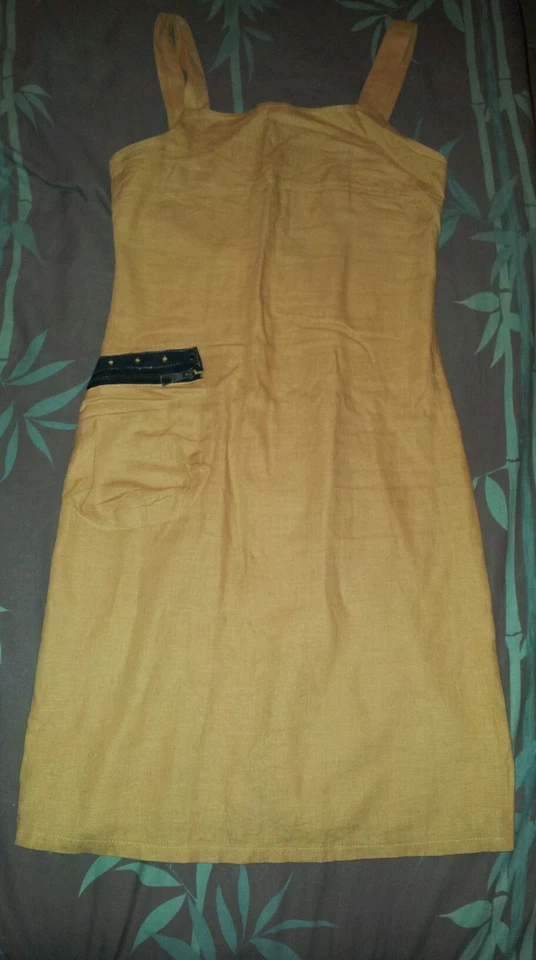 Robe jaune moutarde taille 1 ou 38 ( viscose / lin ) - Photo 1/1