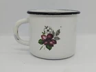 Vintage Soviet Enamel Mug USSR Ukraine Metal Cup Floral Flowers Retro Kitchenwar