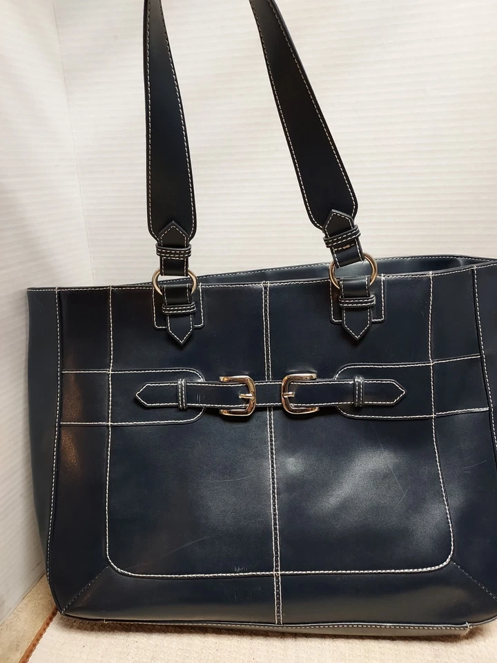 Bolso de mano vintage de cuero Wilson’s azul abierto minimalismo clásico 15x12x6 Foto 3 de 4