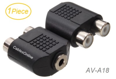 1-Piece, 2-RCA Female to 3.5mm Stereo Female Adapter, CablesOnline AV-A18