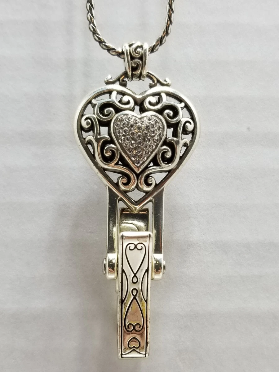 Brighton Reno Heart ID Lanyard Badge Clip Necklace Swarovski