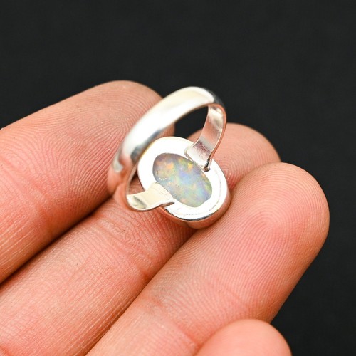 Anillo de joyería de plata esterlina 925 hecho a mano con piedras preciosas de ópalo australiano natural regalo - Imagen 3 de 4