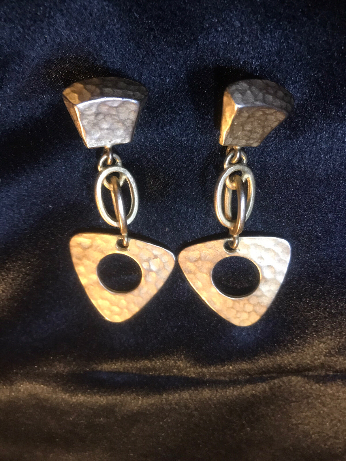 Hammered Handcrafted Dangle Geometric Design Earr… - image 5