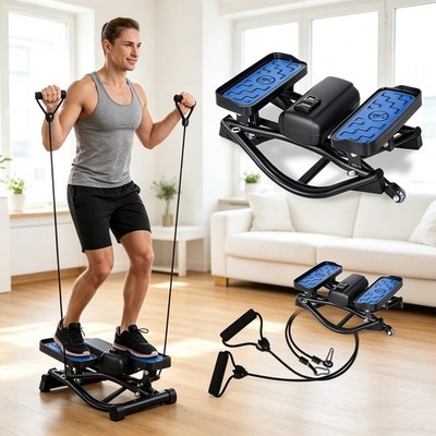 Rock Stepper Side-to-Side Lateral Rocking Fitness Stepper with Resistance Bands