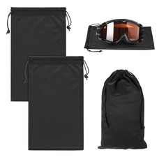 2-Pack Ski Goggle Bag, 9.8" x 5.9" Microfiber Bag for Snow Goggles Black 